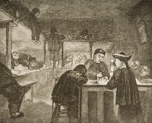 Un fumadero de opio chino en San Francisco durante la década de 1870, c.1880 de Reverend Samuel Manning